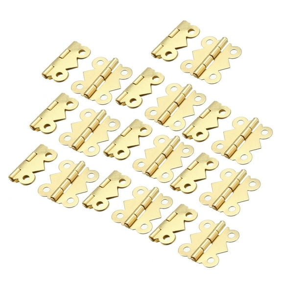 Unique Bargains 0.8" Long Brass Tone Rotary Gate Door Furniture Hinges 20Pcs with Screws