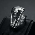thumbnail image 2 of K-KED Mens Biker Goth Death Skull Grim Reaper Ring Stainless Steel Size 6-15-13, 2 of 6