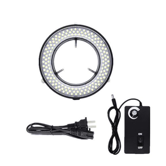 TreochtFUN Microscope 144 Led Ring Light Adjustable Illuminator for Lab Stereo ,with Industry Power Adapter for Eye-Guards (Black)