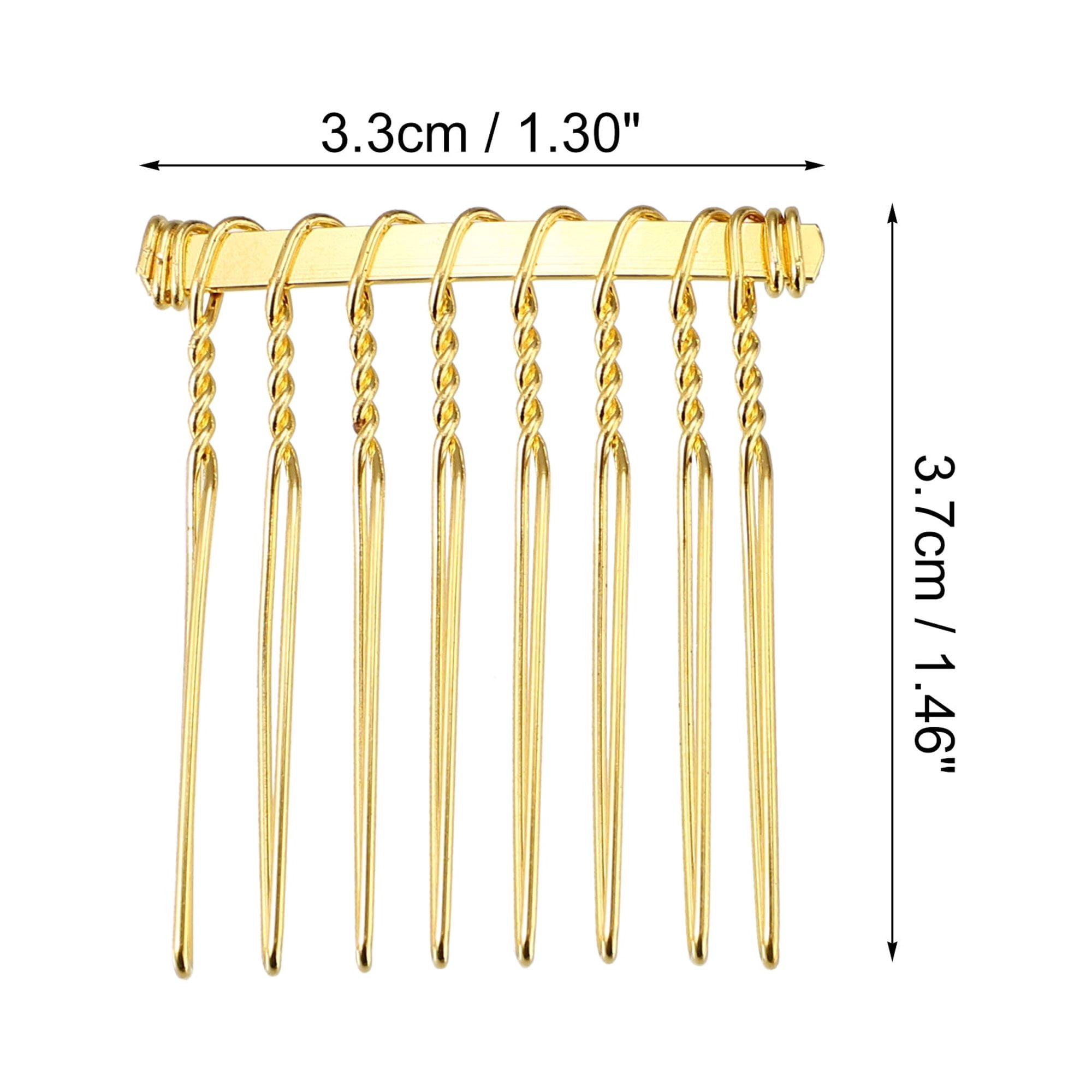 Unique Bargains 12 Pcs No Slip Hair Side Combs Accessories Metal 1.3" Gold Tone