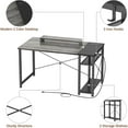 thumbnail image 4 of Computer Desk, 40" inch Reversible Gaming Desk with LED Lights, Monitor Stand, Shelves, Charging Outlets, USB Ports for Home, Office, Bedroom, 4 of 5