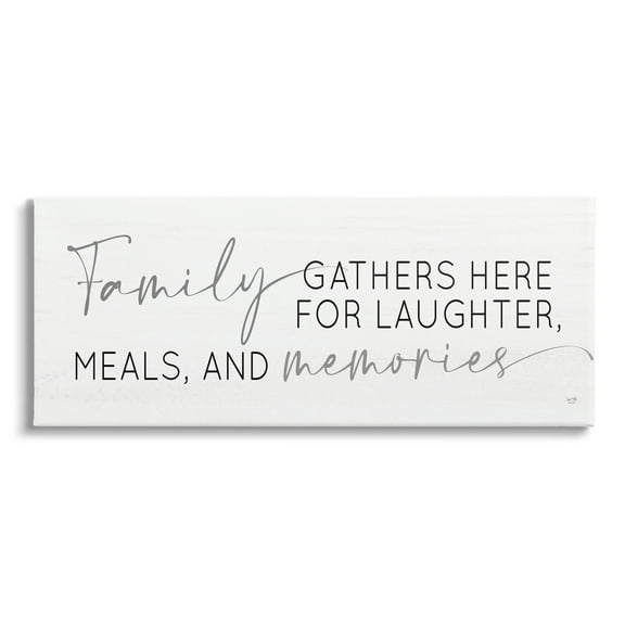 Family Laughter Meals Memories Phrase Inspirational Graphic Art Gallery Wrapped Canvas Print Wall Art