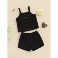 thumbnail image 3 of Suealasg Little Girl Summer 2Pcs Outfits Set Clothes 1T 2T 3T 4T 5T Kids Girl Sleeveless Solid Color Cami Tops and Shorts Beach Party Clothing for Children Girls, 3 of 9