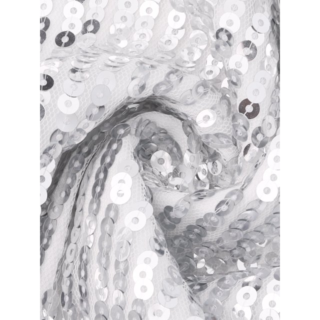 INSPIRAR CHIC Blusas de Fiesta para Mujeres con Flecos de Lentejuelas sin Mangas Cuello Redondo Camisetas Brillantes L Blanca