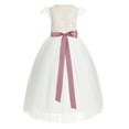 thumbnail image 3 of Ekidsbridal Ivory V-Back Lace Cap Sleeves Flower Girl Dress Junior Beauty Pageant Gown for Toddlers Communion Ceremony 622R3 10, 3 of 4