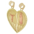 thumbnail image 2 of 14k Yellow & Rose Gold, Sharing Heart Te Amo Virgin Mary & Crucifix Pendant Religious 32mm NO Necklace, 2 of 6
