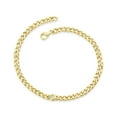 thumbnail image 3 of London Fine Jewelry 14k Gold Cuban Link Bracelets with 0.07 CTW Diamond, Round Cut Bezel Setting Diamond of H-I Color and SI1-SI2 Clarity, 3mm Gold Bracelet for Men and Women with Lobster Lock, 3 of 5
