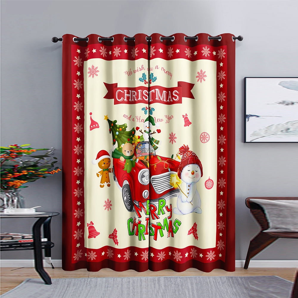 Goory Christmas Curtains Colorful UV Protection Blackout Luxury Bedroom