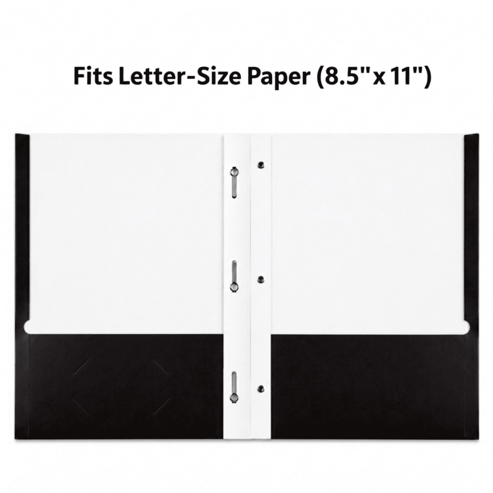 School Supply Boxes | (Black) Three Prong, Two Pocket Folders | 10 Pack | Letter Size Folders for the Classroom & Office