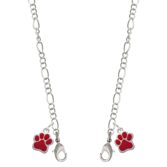 Silvertone Small Red Paw Silvertone Face Mask Necklace
