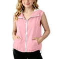 thumbnail image 3 of AHTJRT Hooded Vest for Boys Girls Sleeveless Zip-Up Lightweight Breathable Vests Summer Outdoor Sun Protection Tops with Pockets Pink 5-6 Years, 3 of 10