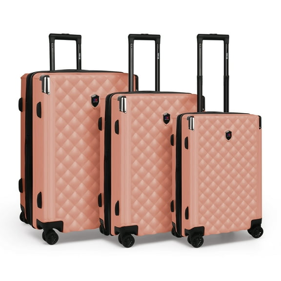 Hardshell Luggage Set 3 Piece Lightweight Expandable Suitcase with Spinner Wheels and TSA Lock,3Pcs ABS Suicase Set 20/24/28,WD-576-Milk/Pink