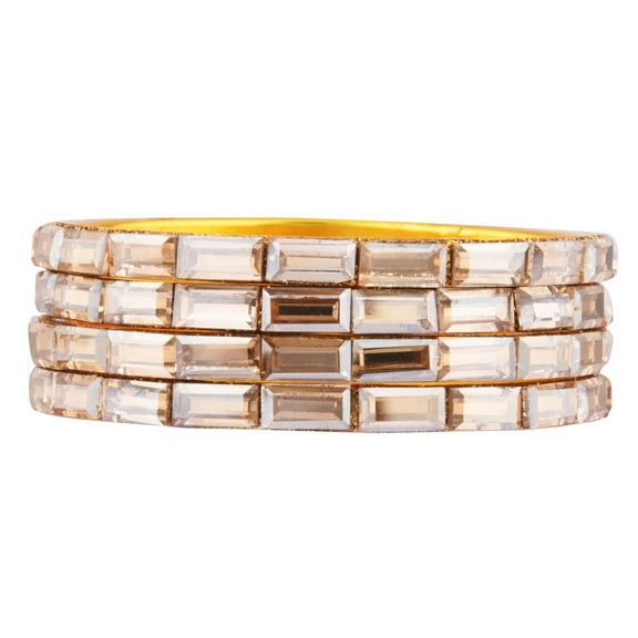 Efulgenz Crystal Bracelet Bridal Bangle Set Crystal Rhinestone Jewelry Wedding Party Bangle Bracelet Indian Bangle Set Fashion Statement Jewelry for Women (4 Pcs) Size 2.4