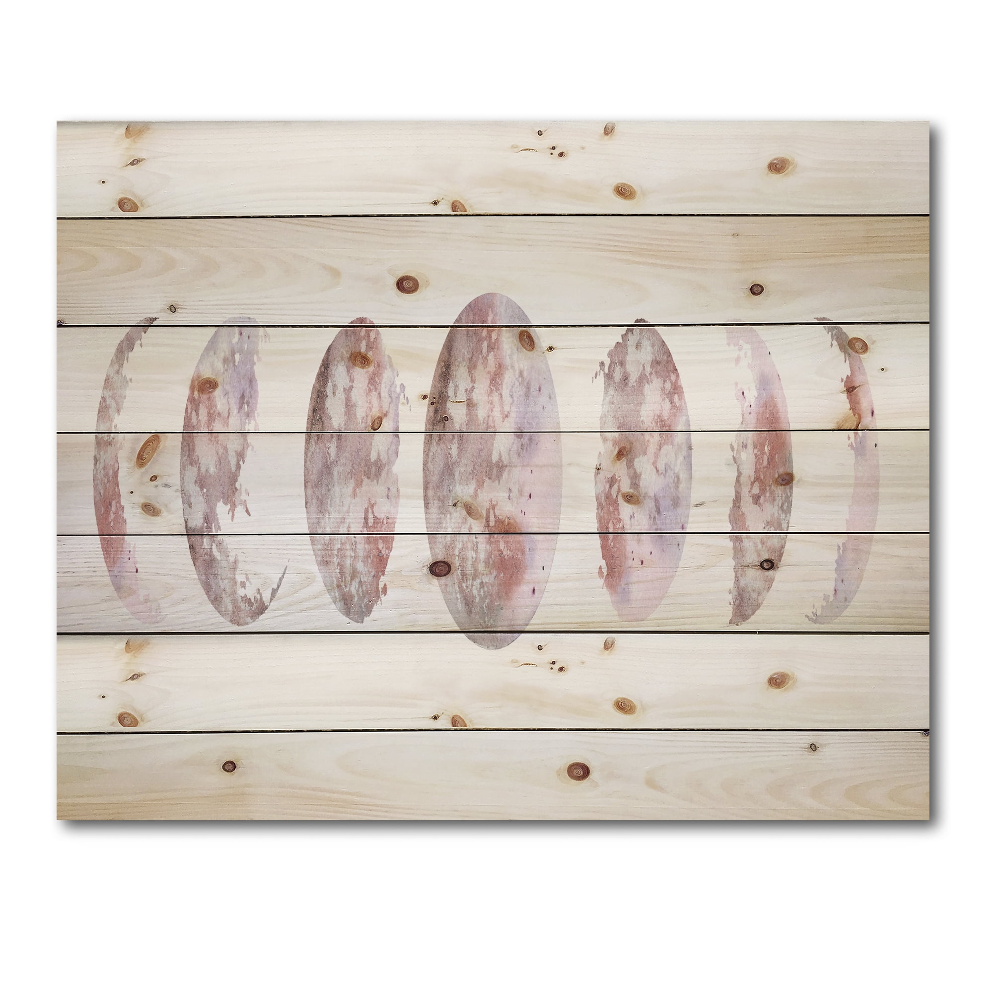 Designart 'Moon Phases On White' Modern Print on Natural Pine Wood