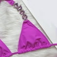 thumbnail image 5 of Saving UTSJKR Women's Halter Bikini Swimsuit Two Piece Rhinestone Bikini Set Bikini Bathing Suit Crystal Side Bottom Triangle Bikini Halter Swimsuits Purple 12-14, 5 of 6