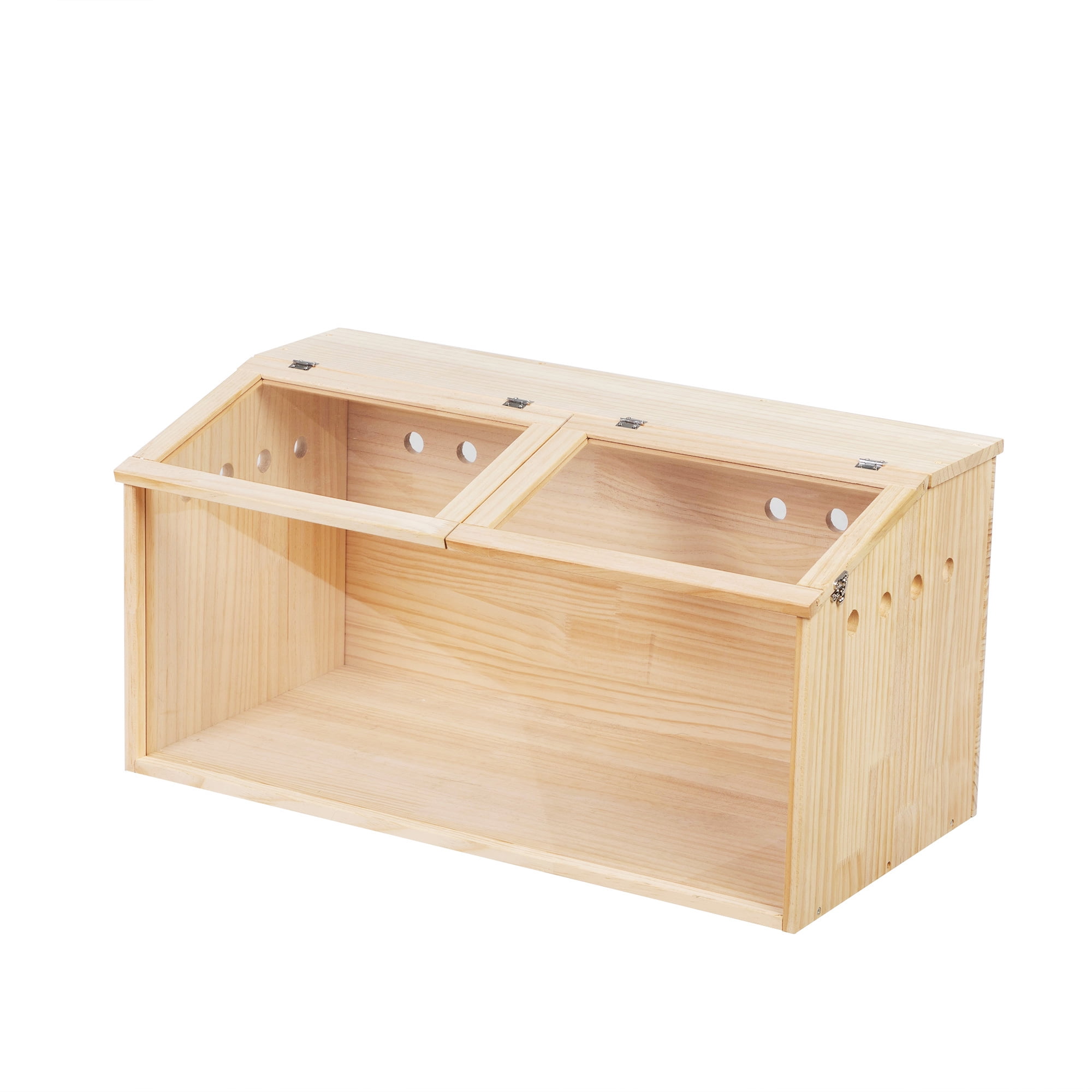 E-Western Middle Transparent Wooden Hamster Cage Small Animal Habitat Hutch for Large Siberian Hamsters Gerbils Rabbits Natural