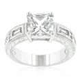thumbnail image 2 of Precious Stars Silvertone Princess and Baguette-Cut Cubic Zirconia Engagement Ring, 2 of 4