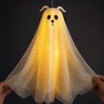 thumbnail image 3 of Clearance! 3FT Halloween Swinging Ghost Outdoor Decor, 3 Pack Lighted Dog Hanging Ghost Decor | Floating Swinging Display Warm LED Glow Tree Porch Yard Patio Indoor Outdoor Halloween Party Decor, 3 of 7