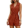 thumbnail image 3 of Tqcoqu 2 Piece Trendy Sets for Women Summer Outfits Wrap V Neck Blazer Vest Shorts Sets Casual Outfits,Wine,Women's S-XXL, 3 of 6