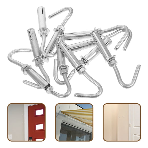 GAXIRE 10 Pcs Heavy Duty Steel Stakes with Expansion Hooks for Secure Mounting in Construction and Outdoor Projects