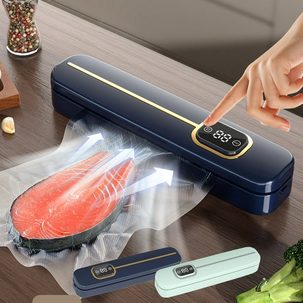 Máquina selladora al vacío | Sellador automático al vacío de alimentos: sistema de conservación, almacenamiento y empaque de alimentos para alimentos frescos | Material ABS | 1 pieza | Verde/Azul