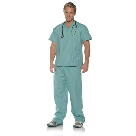 Halloween Realistic Doctors Surgery Scrubs 2pc Adult Costume, Green, One Size