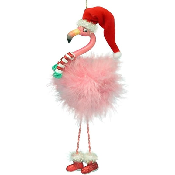 Kurt Adler Resin Flamingo with Dangle Legs Christmas Tree Ornament, 7.5in