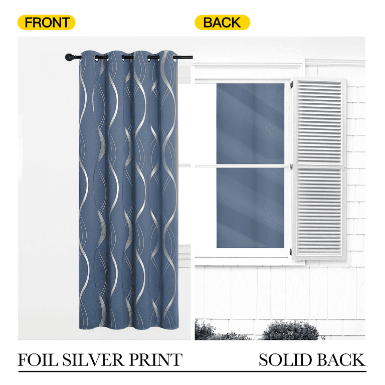 NICETOWN Room Darkening Curtains, 52"W x 63"L, Blue, Set of 2 photo 4