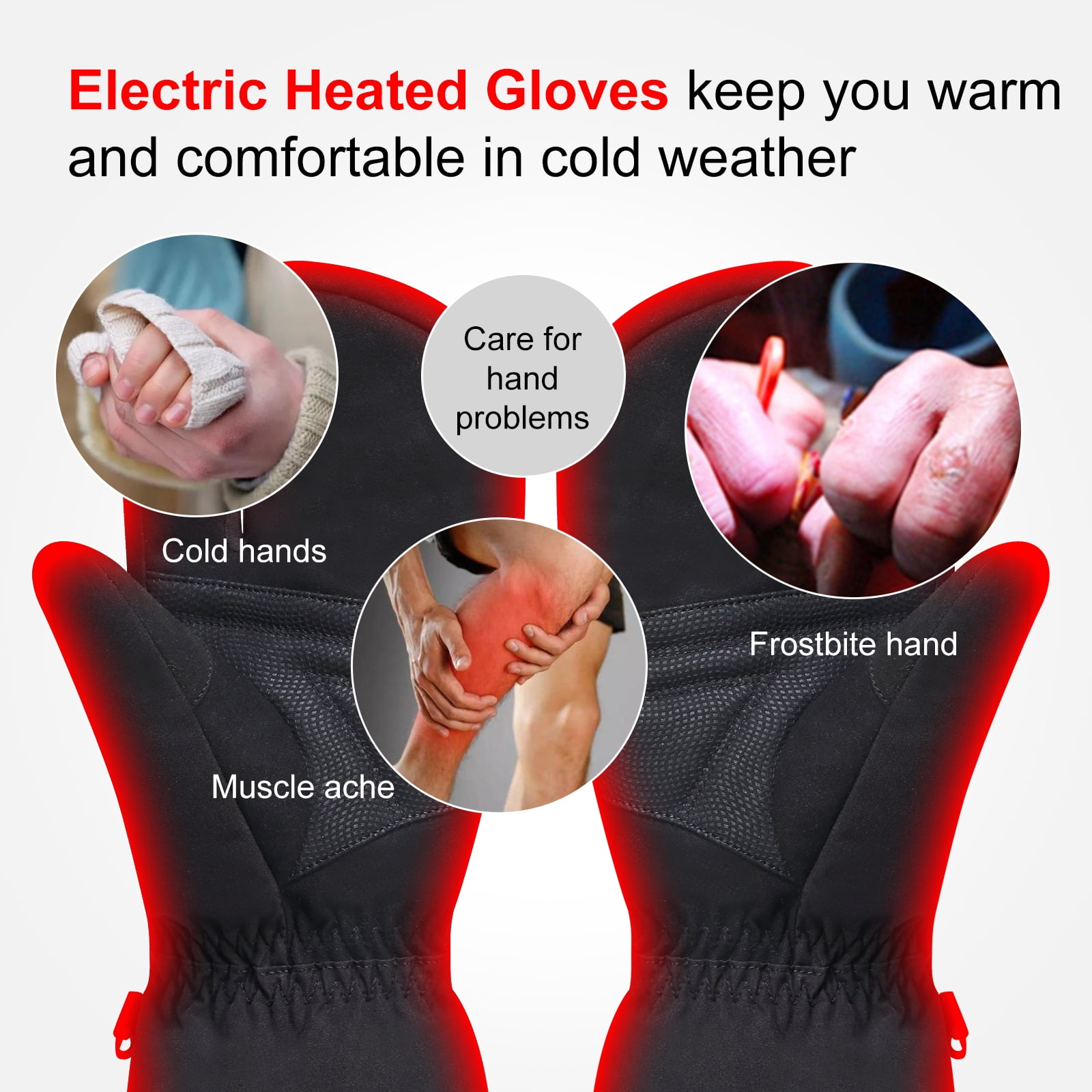 SNOW DEER Heated Mittens for Men and Women, Rechargeable Heated Gloves with Touchscreen 7.4V 2200mAh Battery Waterproof Ski Gloves for Skiing Snowboarding Camping Hiking