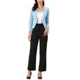 thumbnail image 2 of Blazer de oficina para mujer sin cuello, traje casual de negocios, blazer corto, L azul cielo, 2 of 6