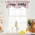 thumbnail image 3 of Happy Birthday Tie Up Valance Curtains for Windows, Kitchen Curtains Window Treatments, Pink Modern Abstract Art Short Window Shades Valances for Bedroom Bathroom Cafe 42"x18", 3 of 8