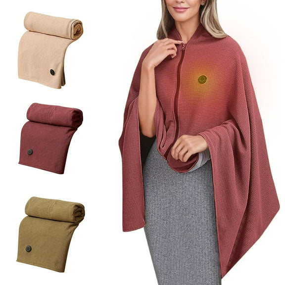 Woven Heated Throw Cozival Woven Knit Heated Blanket, Usb Powered Electric Warming Throw for Adults, Soft Thermal Shawl for Sofa, Bed, and Winter Comfort, Knit Electric Blanket, C