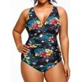 thumbnail image 3 of GHSDFBB Maillots de Bain une Pièce Grande Taille pour Femmes Col en V Contrôle du Ventre Maillots de Bain Rétro Froncés, 3 of 6