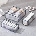 thumbnail image 1 of Organizador de ropa interior de 3 juegos, organizador de cajones plegable para sujetadores, calcetines, corbatas, sujetadores, caja con compartimentos para guardar ropa interior (gris), 1 of 5