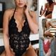 thumbnail image 3 of Sexy Hollow Lencería Body Mujeres Sujetador Conjunto De Encaje Perspectiva V Profundo Caliente Ropa Interior Erótica Halter Abiertopangjing, 3 of 4