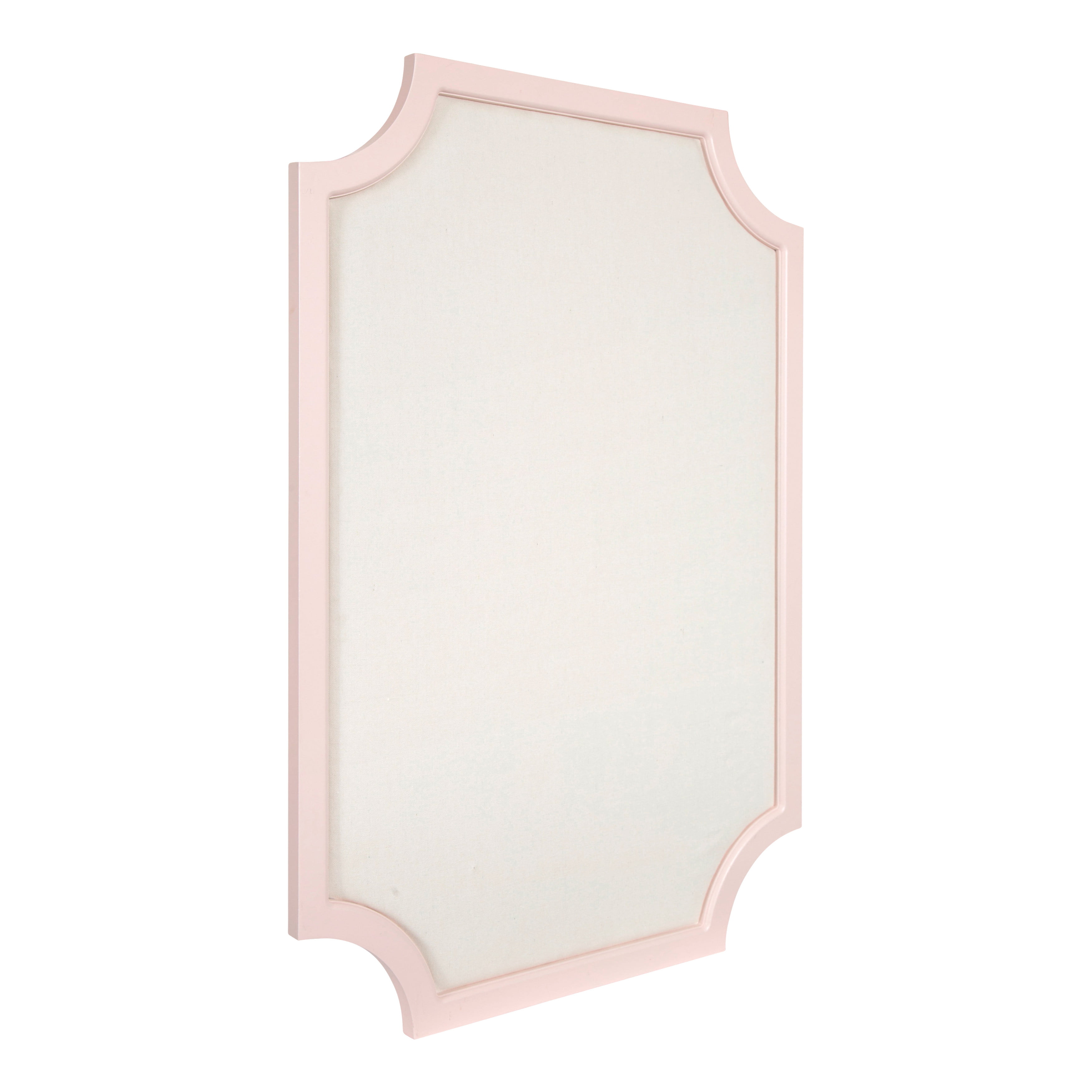 Kate and Laurel Hogan Wood Framed Fabric Pinboard with Scallop Corners, 24  x 36 Inches, Pink and White