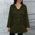 thumbnail image 2 of Htigea Women's Long Hooded Jackets Drawstring Waist Windbreaker Coats Lightweight Fall Outdoor Jacket with Pockets Army Green S, 2 of 6