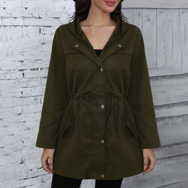 Chaquetas y abrigos casuales con capucha de manga larga para mujer Chaqueta con capucha informal versátil con cintura y capucha Chaqueta/chaqueta casual con capucha de manga larga Abrigo para mujer