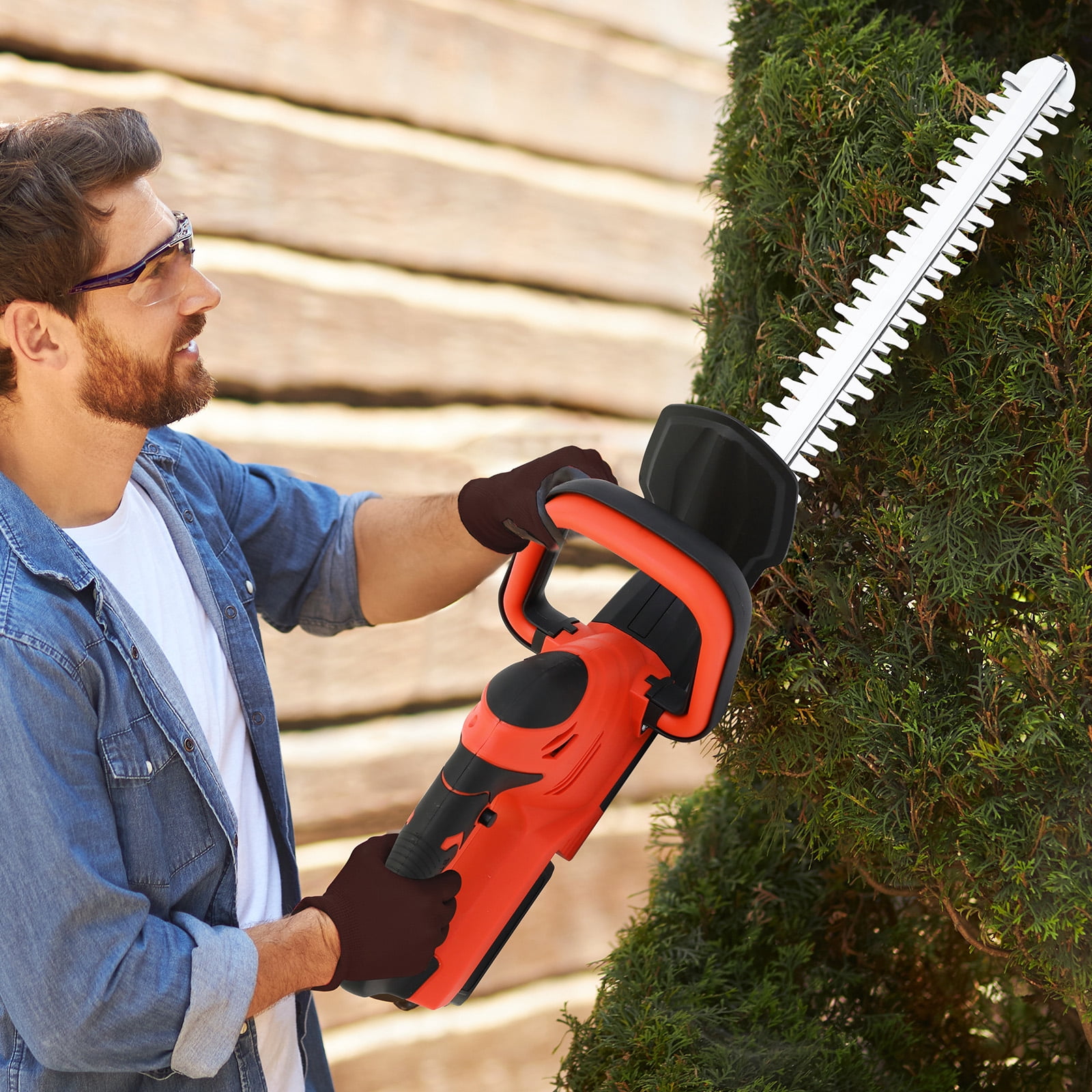 CATGOOD 22'' Cordless Electric hedge trimmer with 2x3.0Ah battery and charger, for Shrub Cutting, Trimming