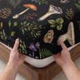 thumbnail image 3 of Queen Size Fitted Sheet Set - Mushroom Leaves 3 Piece Bedding Sets 16" Deep Pocket Fitted Sheet with 2 Pillowcases, Black Country Botanical Berry Flowers Brushed Microfiber Hotel Luxury Bed Sheets, 3 of 9
