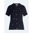 thumbnail image 5 of Free Assembly Women's and Women's Plus Embroidered Cardigan Sweater with Short Sleeves, Sizes XS-4X, 5 of 5