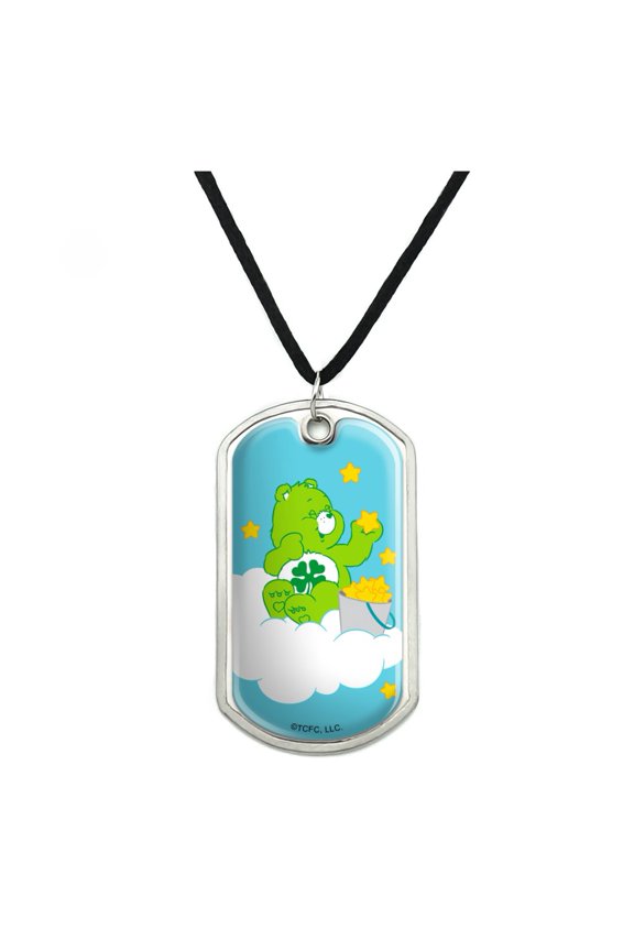 Care Bears Good Luck Bear Military Dog Tag Pendant Necklace with Cord