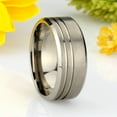 thumbnail image 4 of 9MM Comfort Fit Titanium Wedding Band Beveled Edges Grooved Ring (Size 7 to 14), 4 of 4