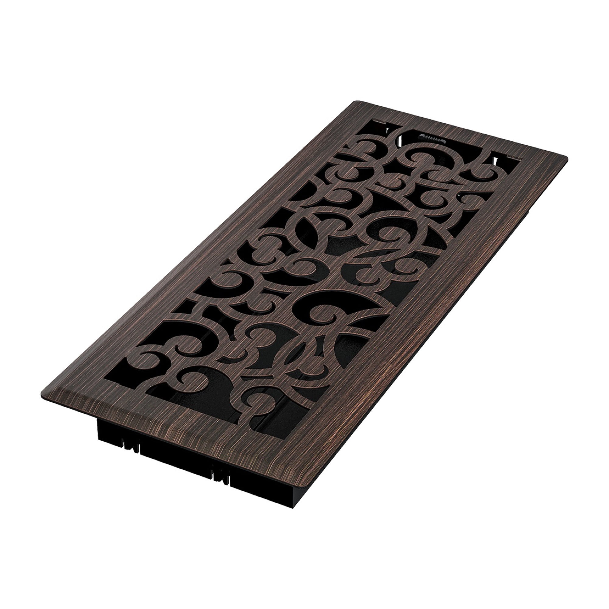 4in x 12in Wonderland Style Oil Rubbed Bronze Metal Heating and Cooling Air Floor Register (5 PACK) - Overall 5 1/4" x 13 1/4"