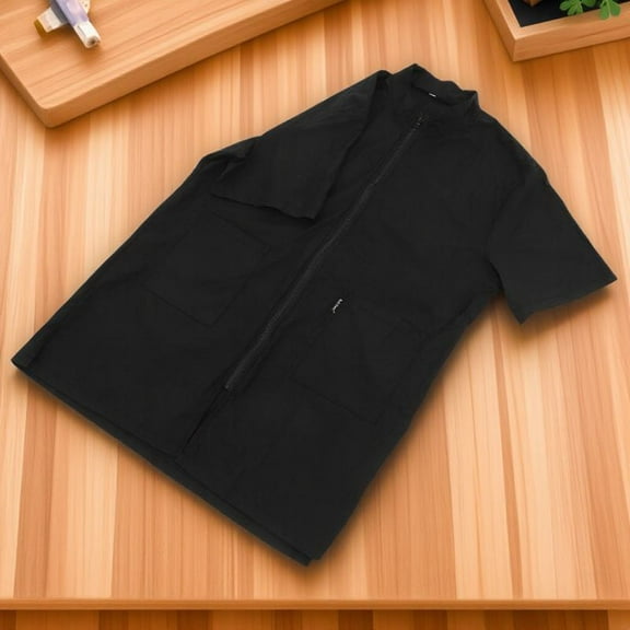 SEWCHICS Black Pet Cosmetologist Uniform Nylon Smock for Grooming and Salon Use