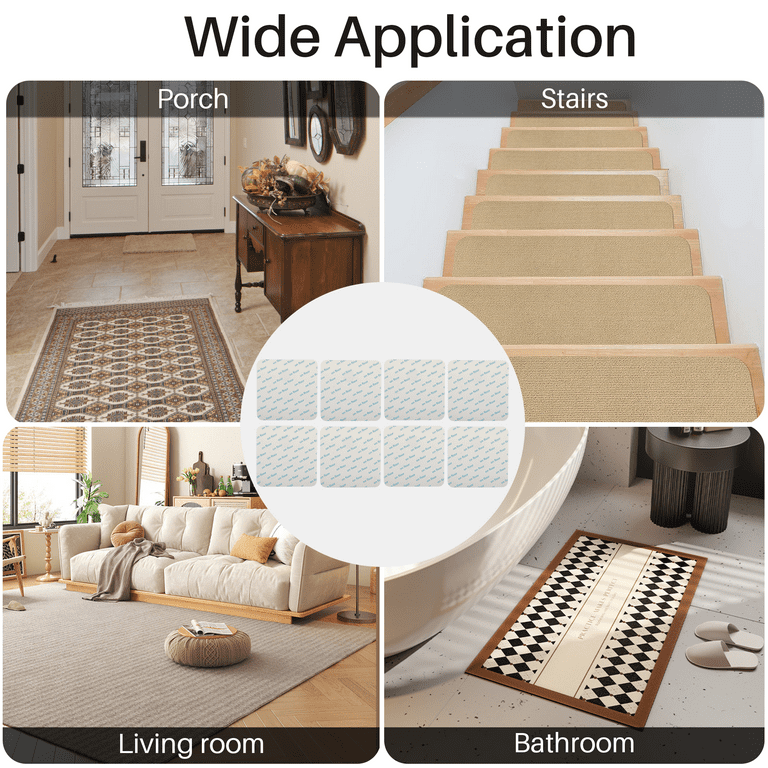 8Pcs Rug Grippers, Non Slip Rug Pad for Area Rugs, Non Skid Reusable Rug  Tape, Rug Corners Grippers for Hardwood Floors, Tile and Wall, Keeping Your  Rug in Place & Making Corner