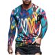 thumbnail image 1 of Camiseta de diario unisex para hombre Estampados gráficos en 3D Tops de manga larga Casual Bloue Pompotops oipoqjl5350, 1 of 9
