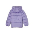 thumbnail image 2 of Pink Platinum Girls Solid Hooded Winter Puffer Coat with Leopard Print, Sizes 4-16, 2 of 3