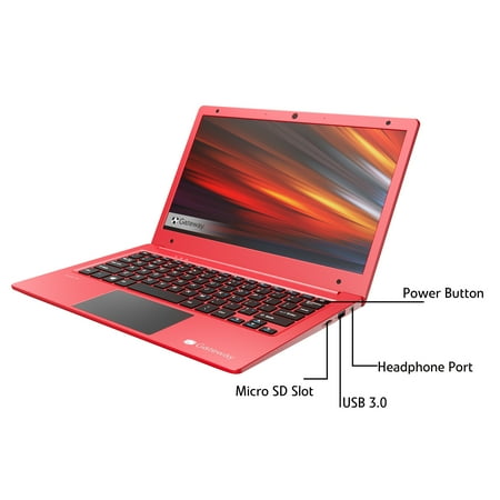 Gateway 11.6" Ultra Slim Notebook, HD, Intel® Celeron®, Dual Core, 64GB Storage, 4GB RAM, Mini HDMI, 1.0MP Webcam, Windows 10 S, Microsoft 365 Personal 1-Year Included, Red