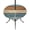 Blue Brown Beige, variant on Round Outdoor Tablecloth with Umbrella Hole and Zipper, Farmhouse Light Blue Brown Tablecloth with Elastic Waterproof, Vintage Wooden Striped Patio Table Covers for 55" - 60" Picnic Pool Tables